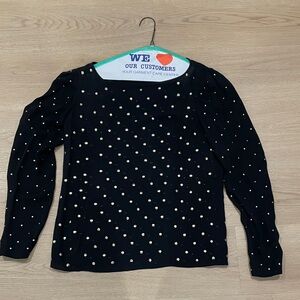 Cynthia Steffe Black Long-Sleeve Pearl-Studded Top